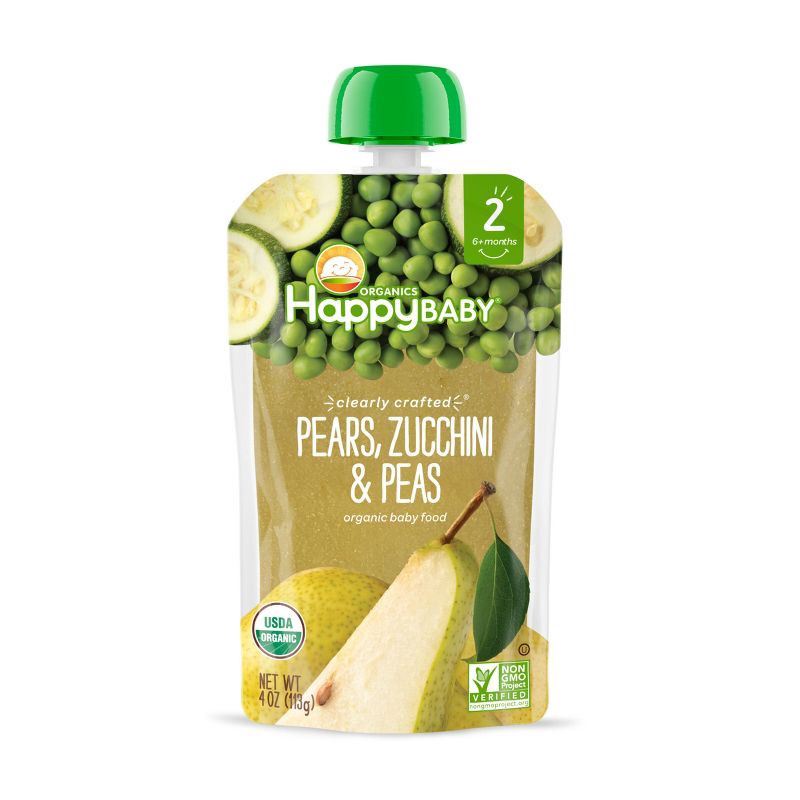 slide 1 of 5, Happy Family HappyBaby Clearly Crafted Pears Zucchini & Peas Baby Food - 4oz, 4 oz