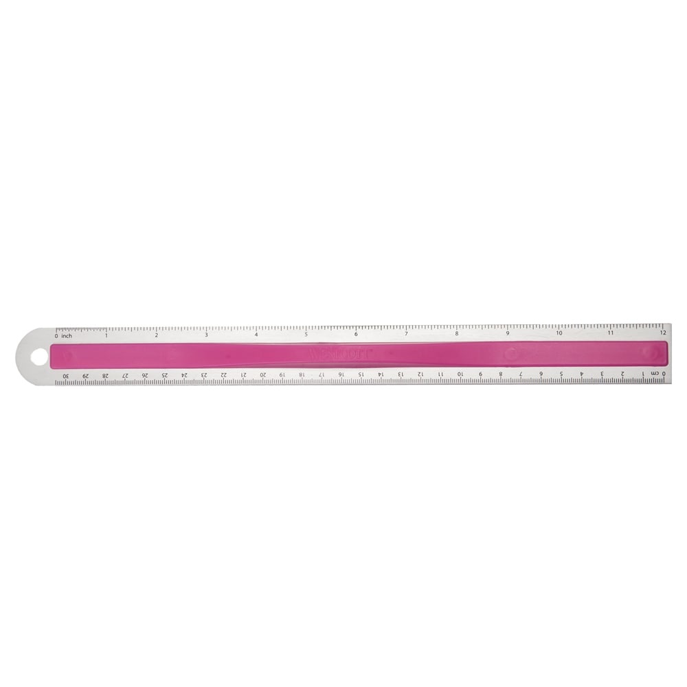 slide 1 of 1, Westcott Plastic With Rubber Finger Grip Ruler - Assorted, 12 in