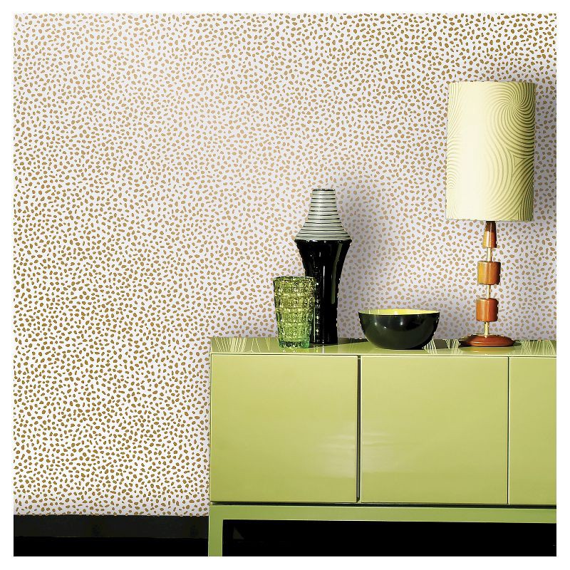 slide 2 of 6, Speckled Dot Peel & Stick Wallpaper Metallic Gold - Opalhouse™: Removable, Temporary, Self-Adhesive, Vinyl, 27.5 Sq Ft, 27.5 sq ft