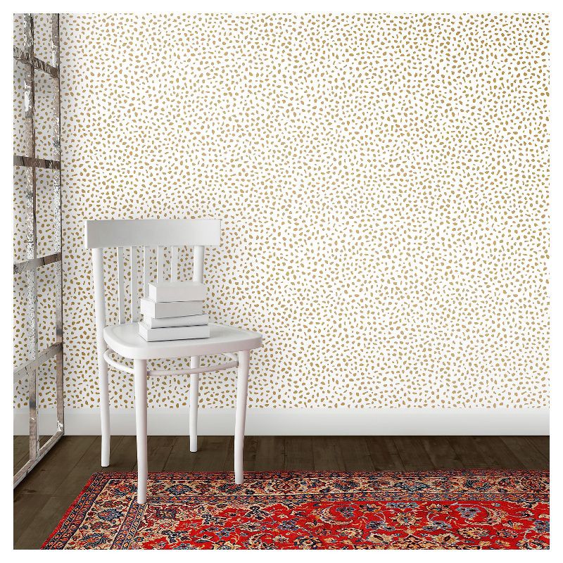 slide 3 of 6, Speckled Dot Peel & Stick Wallpaper Metallic Gold - Opalhouse™: Removable, Temporary, Self-Adhesive, Vinyl, 27.5 Sq Ft, 27.5 sq ft