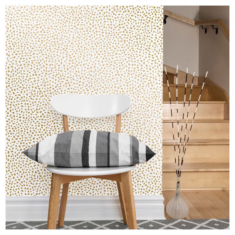 slide 4 of 6, Speckled Dot Peel & Stick Wallpaper Metallic Gold - Opalhouse™: Removable, Temporary, Self-Adhesive, Vinyl, 27.5 Sq Ft, 27.5 sq ft