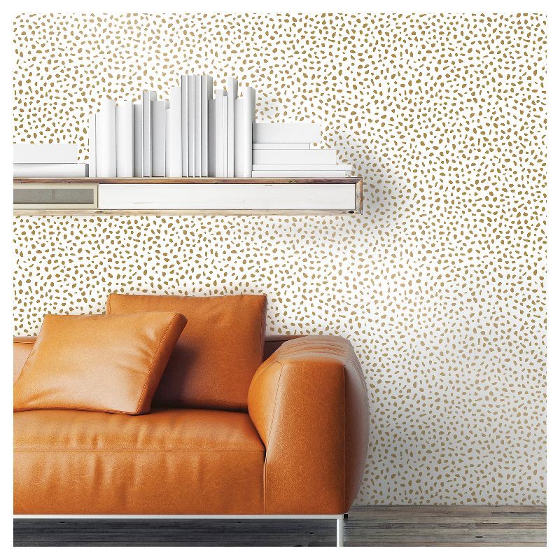 slide 5 of 6, Speckled Dot Peel & Stick Wallpaper Metallic Gold - Opalhouse™: Removable, Temporary, Self-Adhesive, Vinyl, 27.5 Sq Ft, 27.5 sq ft