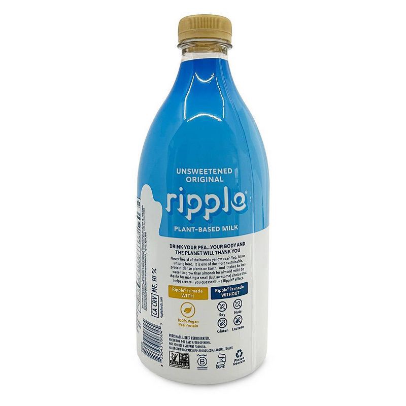 slide 4 of 5, Ripple Dairy-Free Unsweetened Original Milk - 48 fl oz, 48 fl oz