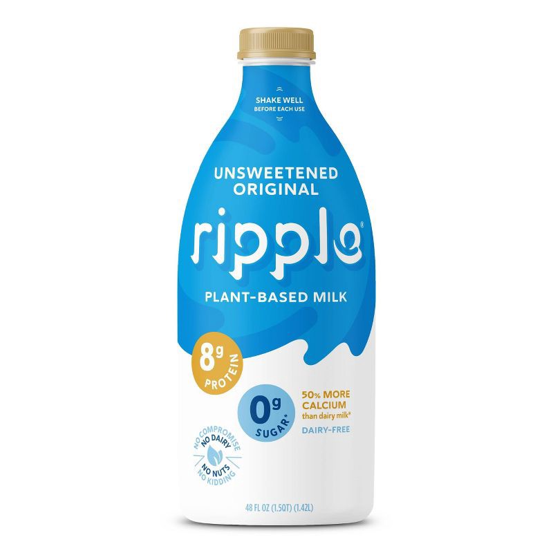 slide 1 of 5, Ripple Dairy-Free Unsweetened Original Milk - 48 fl oz, 48 fl oz