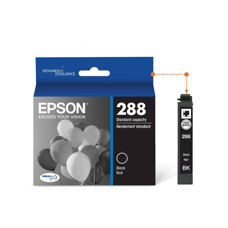 slide 3 of 6, Epson 288 Single Ink Cartridge - Black (T288120-CP): Standard Yield Printer Ink, 1 ct