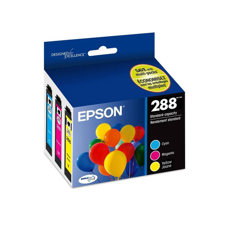 slide 1 of 7, Epson 288 C/M/Y 3pk Ink Cartridges - Cyan, Magenta, Yellow (T288520-CP): Printer Ink Series Standard Yield, 3 ct