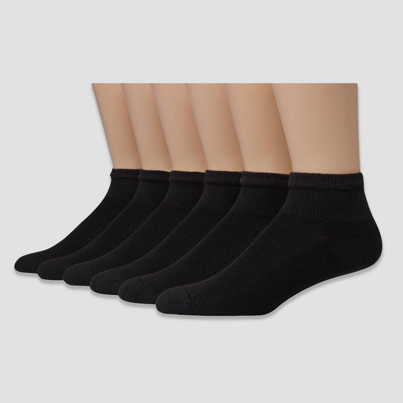 slide 1 of 3, Hanes Premium Men's X-Temp Breathable Ankle Socks 6pk - Black 6-12, 6 ct