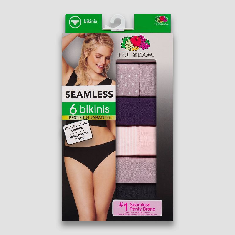 Fruit of the Loom Women's 6pk 360 Stretch Seamless Bikini Underwear -  Colors may vary 8 6 ct