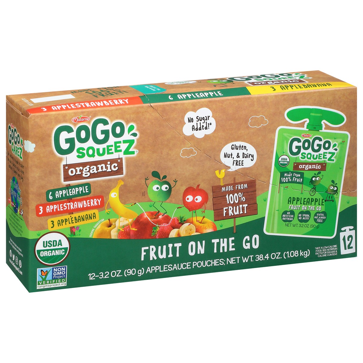 slide 2 of 14, GoGo squeeZ Organic Assorted Applesauce 12-3.2 oz, 12 ct