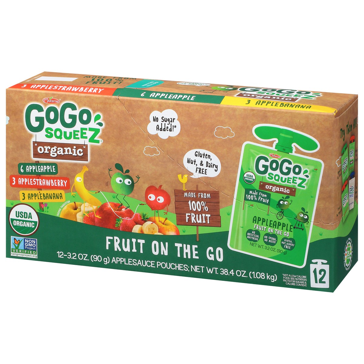 slide 3 of 14, GoGo squeeZ Organic Assorted Applesauce 12-3.2 oz, 12 ct