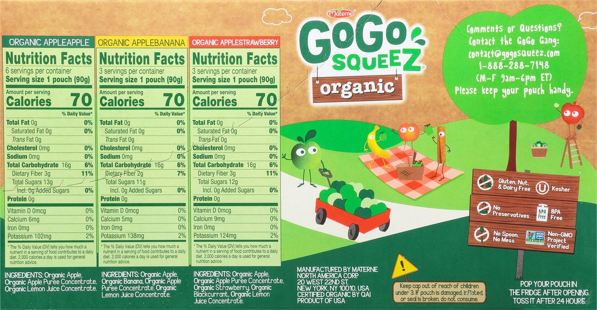 slide 8 of 14, GoGo squeeZ Organic Assorted Applesauce 12-3.2 oz, 12 ct