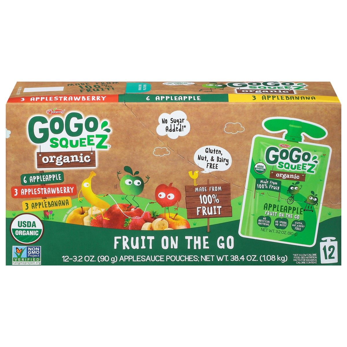 slide 1 of 14, GoGo squeeZ Organic Assorted Applesauce 12-3.2 oz, 12 ct