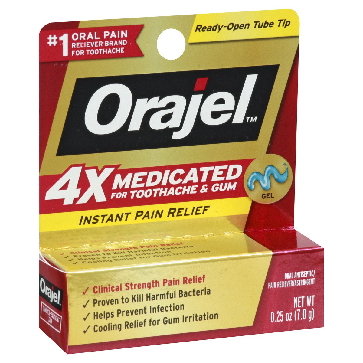 slide 6 of 9, Orajel Instant Pain Relief Gel Oral Antiseptic/Pain Reliever/Astringent 0.25 oz, 0.25 oz