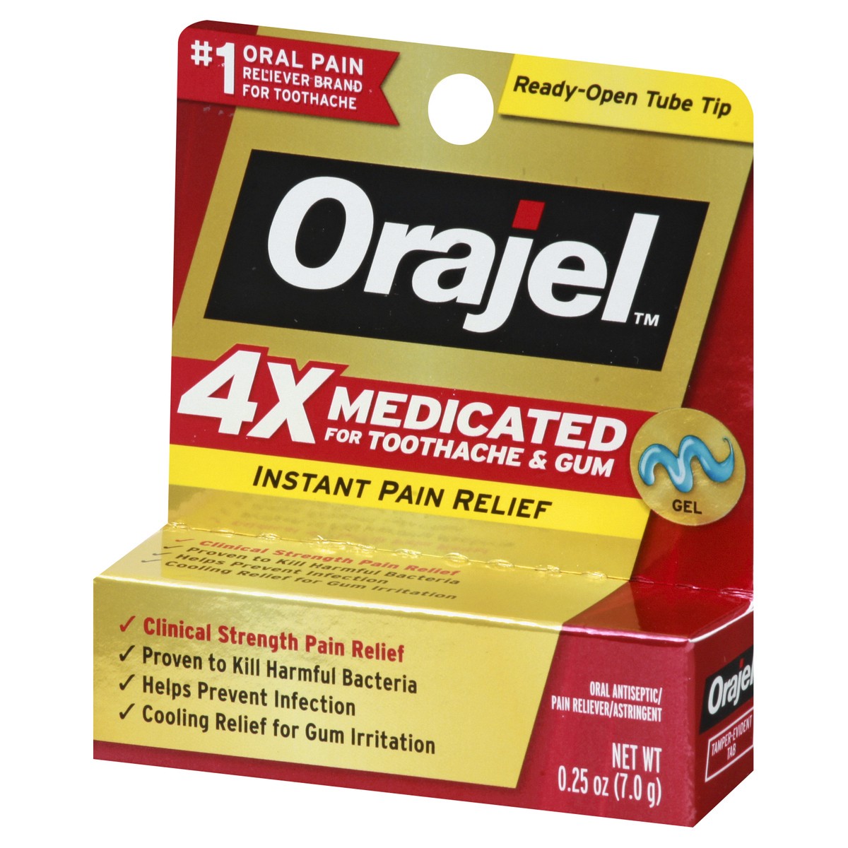 slide 2 of 9, Orajel Instant Pain Relief Gel Oral Antiseptic/Pain Reliever/Astringent 0.25 oz, 0.25 oz