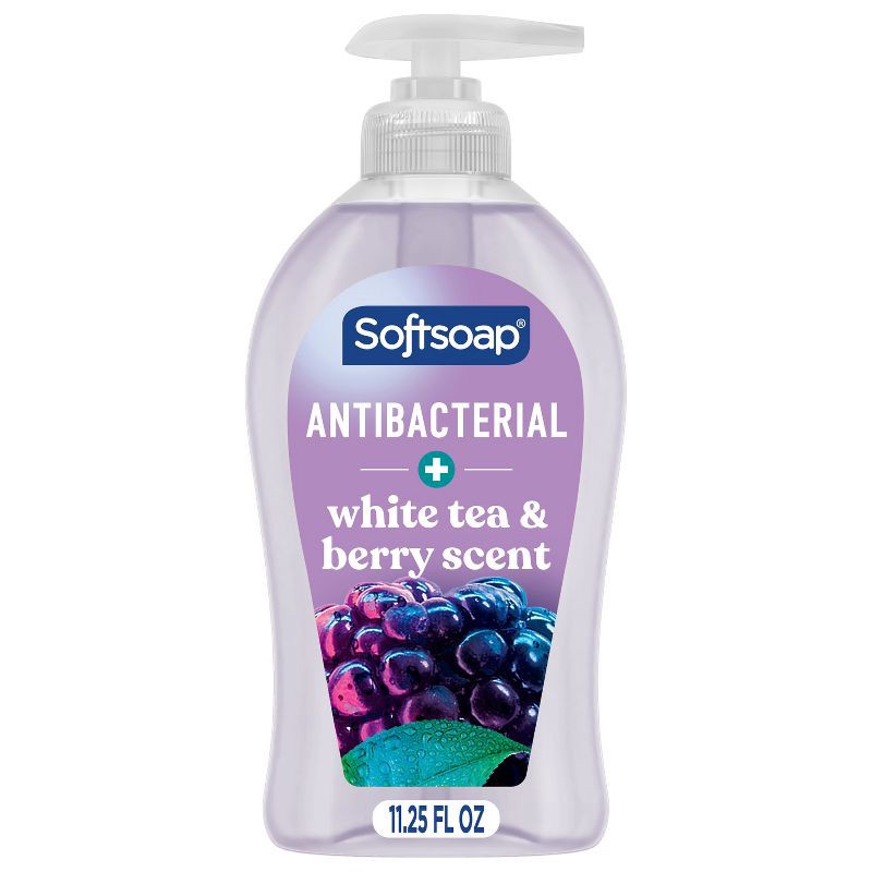 slide 1 of 16, Softsoap Antibacterial Liquid Hand Soap Pump - White Tea & Berry - 11.25 fl oz, 11.25 fl oz