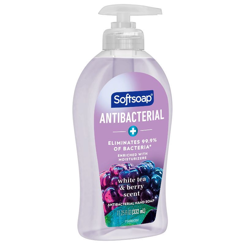 slide 11 of 13, Softsoap Antibacterial Liquid Hand Soap Pump - White Tea & Berry - 11.25 fl oz, 11.25 fl oz