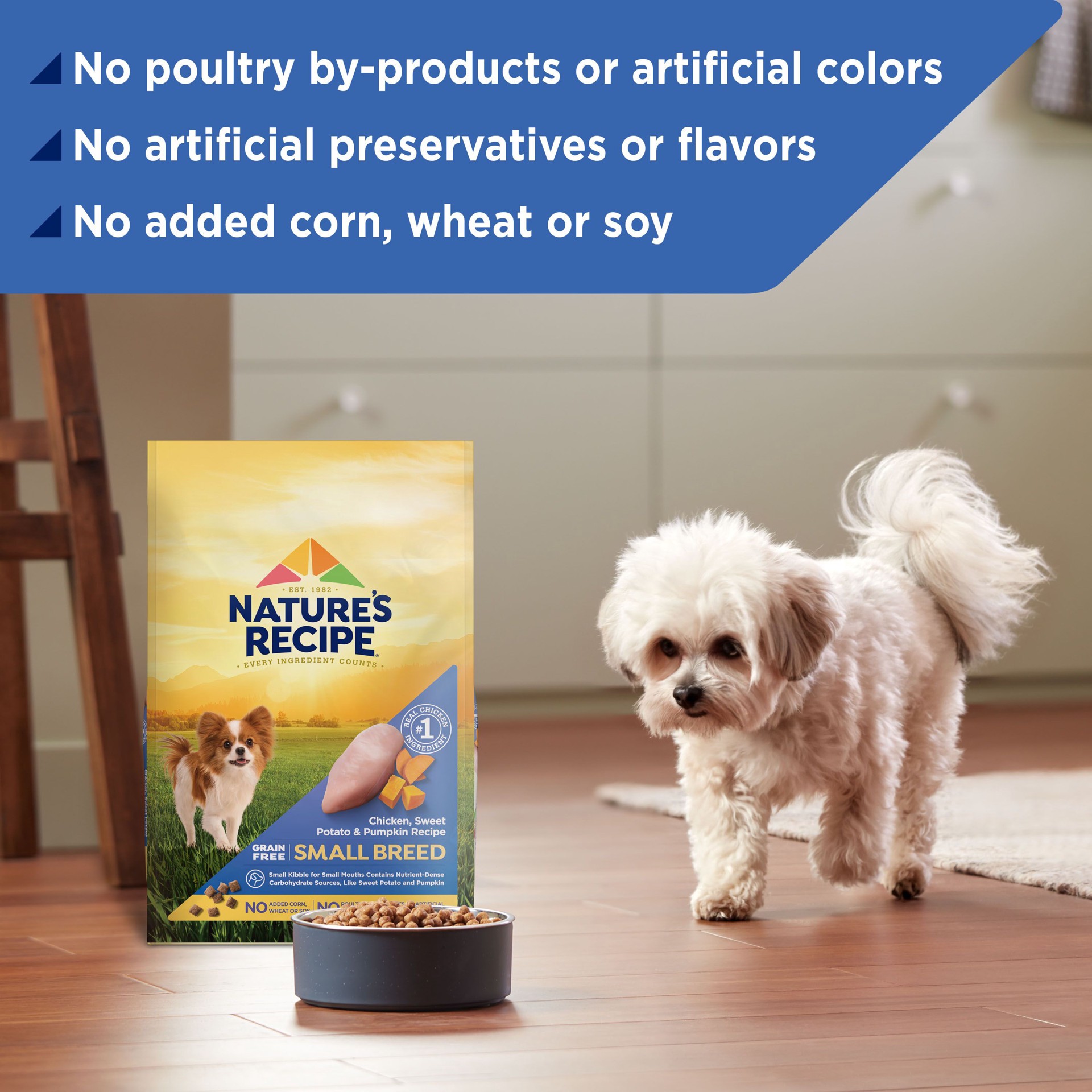 slide 8 of 9, Nature's Recipe Nature′s Recipe Grain Free Small Breed Chicken, Sweet Potato & Pumpkin Recipe Dry Dog Food, 4 lb. Bag, 4 lb