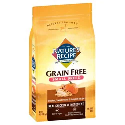 Nature′s Recipe Grain Free Small Breed Chicken, Sweet Potato & Pumpkin Recipe Dry Dog Food, 4 lb. Bag