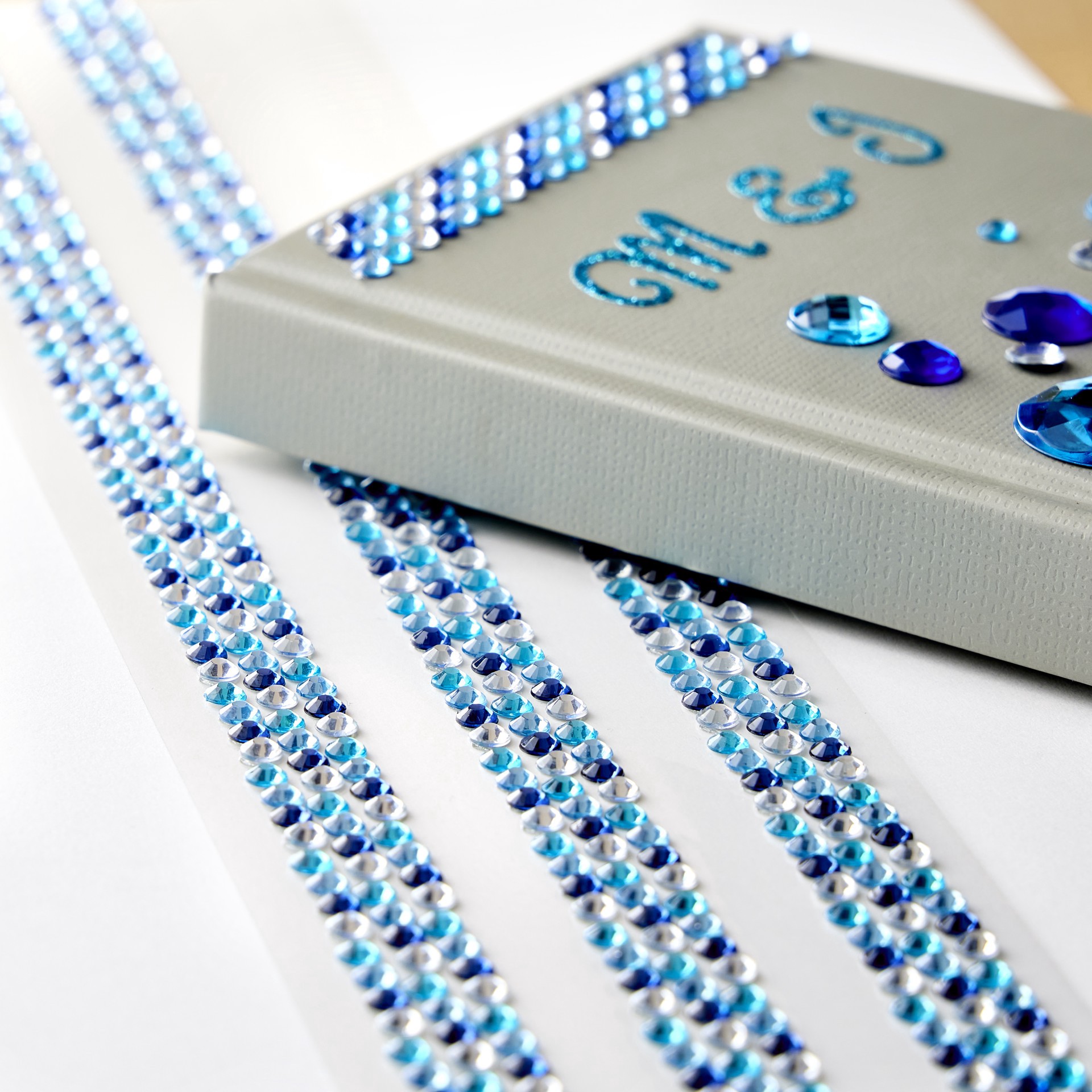 slide 3 of 4, Blue & White Rhinestone Borders By Recollections, 3 ct