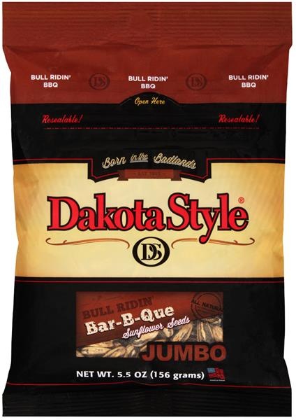 slide 1 of 1, Dakota Style Bull Ridin' Bar-B-Que Jumbo Sunflower Seeds, 5.5 oz