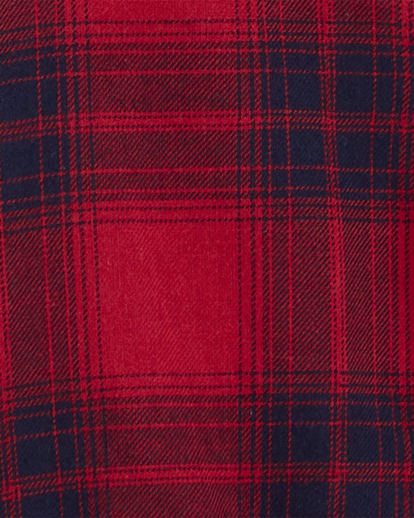slide 2 of 3, Oshkosh Baby Plaid Button-Front Bodysuit Red 9M, 1 ct
