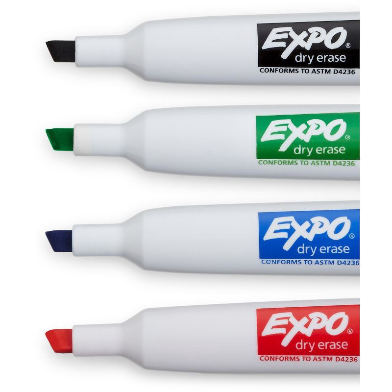 slide 3 of 7, Expo 4pk Dry Erase Markers Magnetic & Eraser Chisel Tip Multicolored, 4 ct