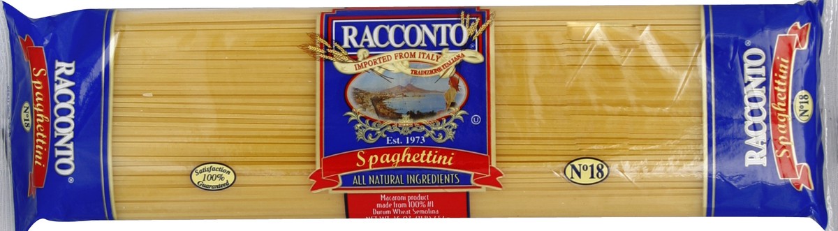 slide 5 of 5, Racconto Pasta Spaghettini, 16 oz