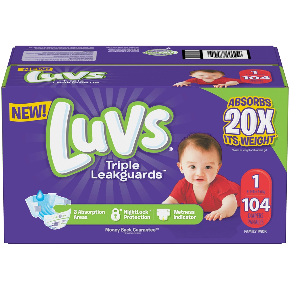 slide 1 of 2, Luvs Size 1 Ultra Leakguards, 104 ct