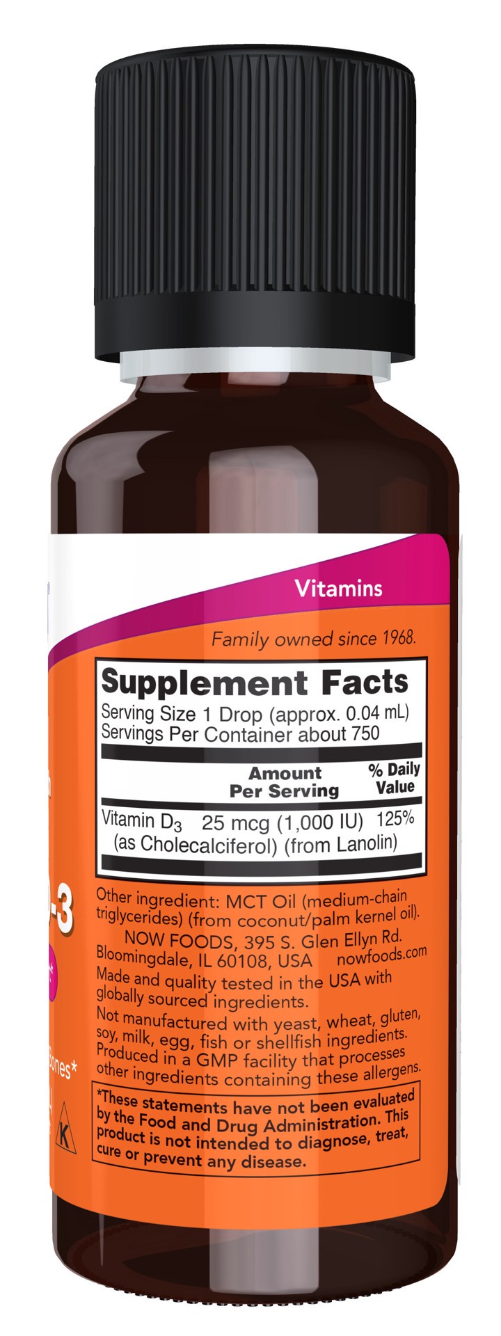 slide 2 of 4, NOW Vitamin D-3 Liquid, Extra Strength - 1 fl. oz., 1 fl oz