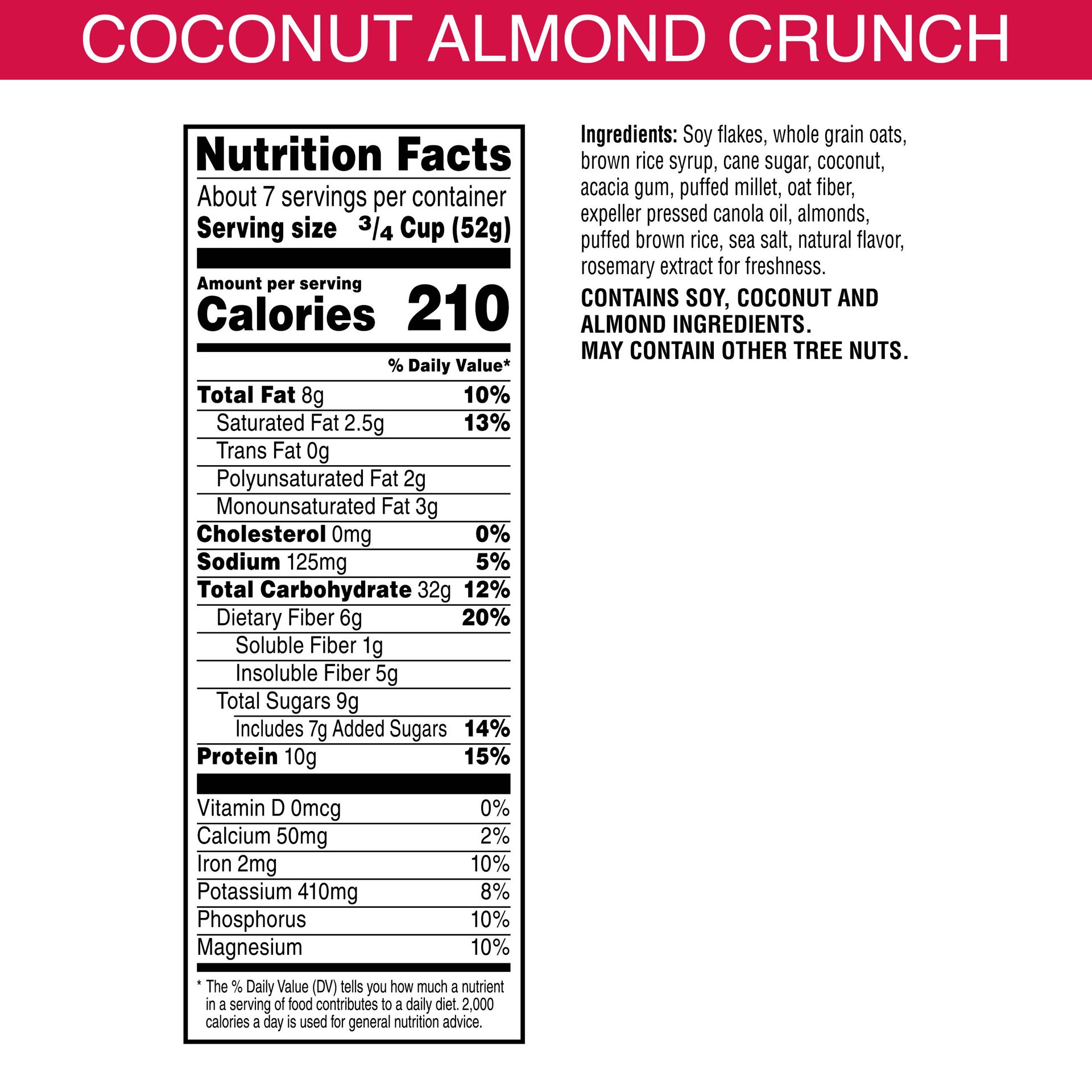 slide 3 of 5, Kashi GO Breakfast Cereal, Vegan Protein, Fiber Cereal, Coconut Almond Crunch, 13.2oz Box, 1 Box, 13.2 oz