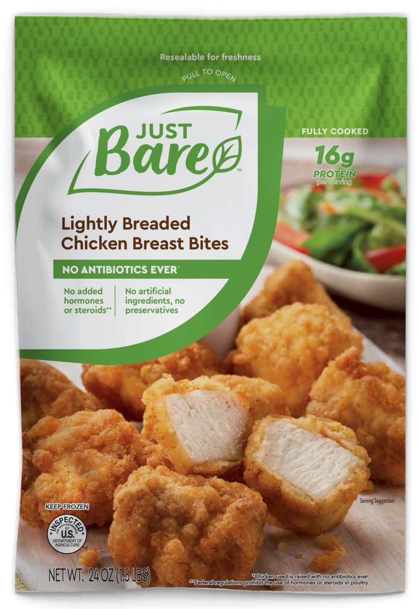 slide 4 of 4, Just BARE Lightly Breaded Chicken Breast Bites, 1.5 lb