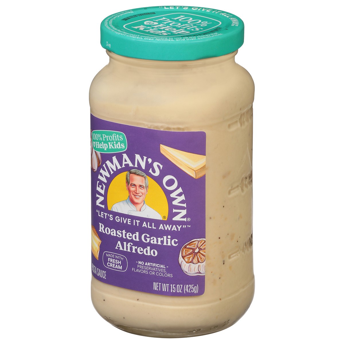 slide 7 of 12, Newman's Own Roasted Garlic Alfredo Pasta Sauce 15 oz, 15 oz