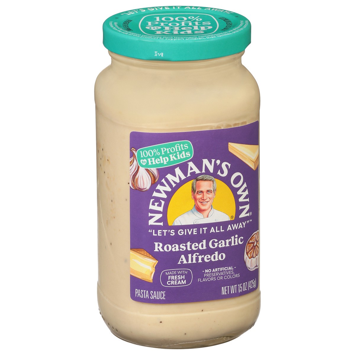 slide 11 of 12, Newman's Own Roasted Garlic Alfredo Pasta Sauce 15 oz, 15 oz