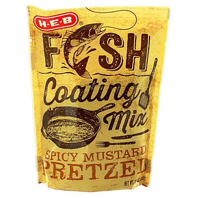 slide 1 of 1, H-E-B Spicy Mustard Pretzel Fish Coating Mix, 12 oz