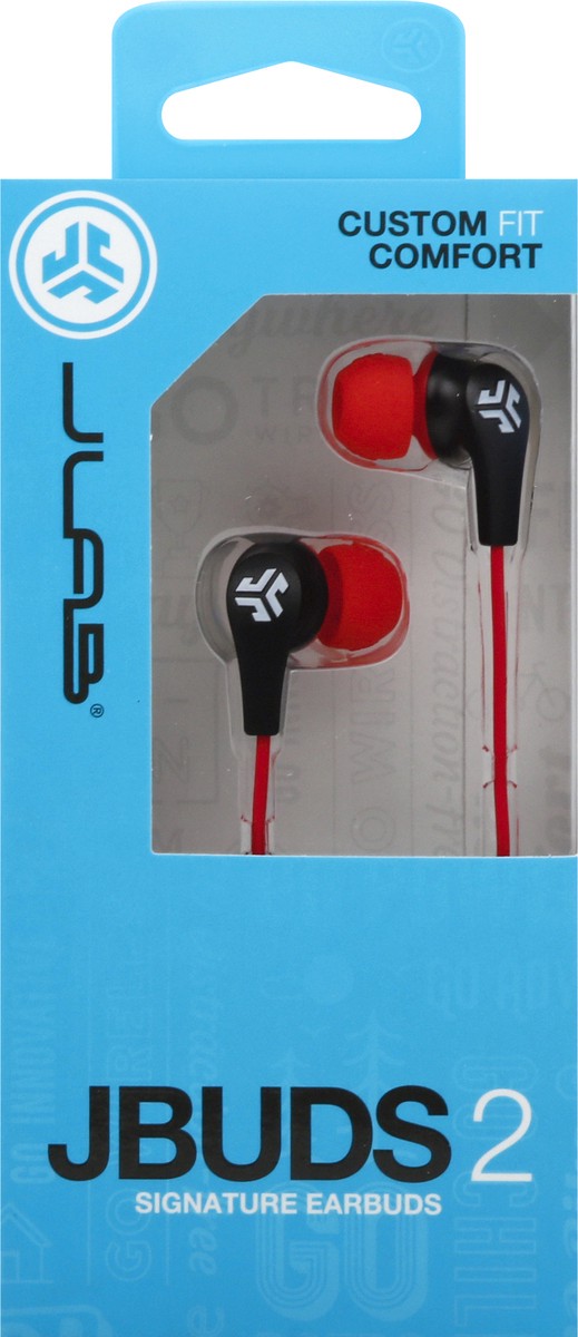 slide 9 of 9, JLab JBuds 2 Blaze Red Signature Earbuds 1 ea, 1 ct