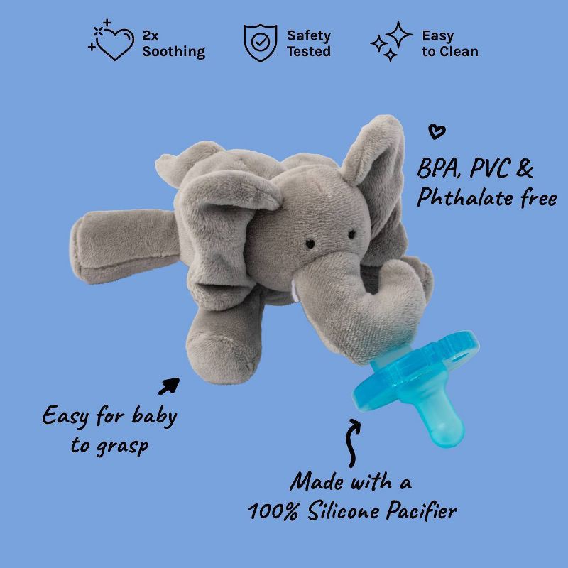 slide 3 of 10, WubbaNub Pacifier - Gray Elephant, 1 ct