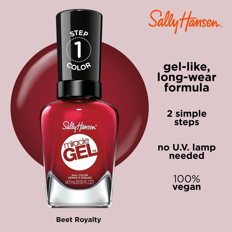 slide 4 of 9, Sally Hansen Miracle Gel Nail Color - 474 Can't Beet Royalty - 0.5 fl oz, 474 can, 0.5 fl oz