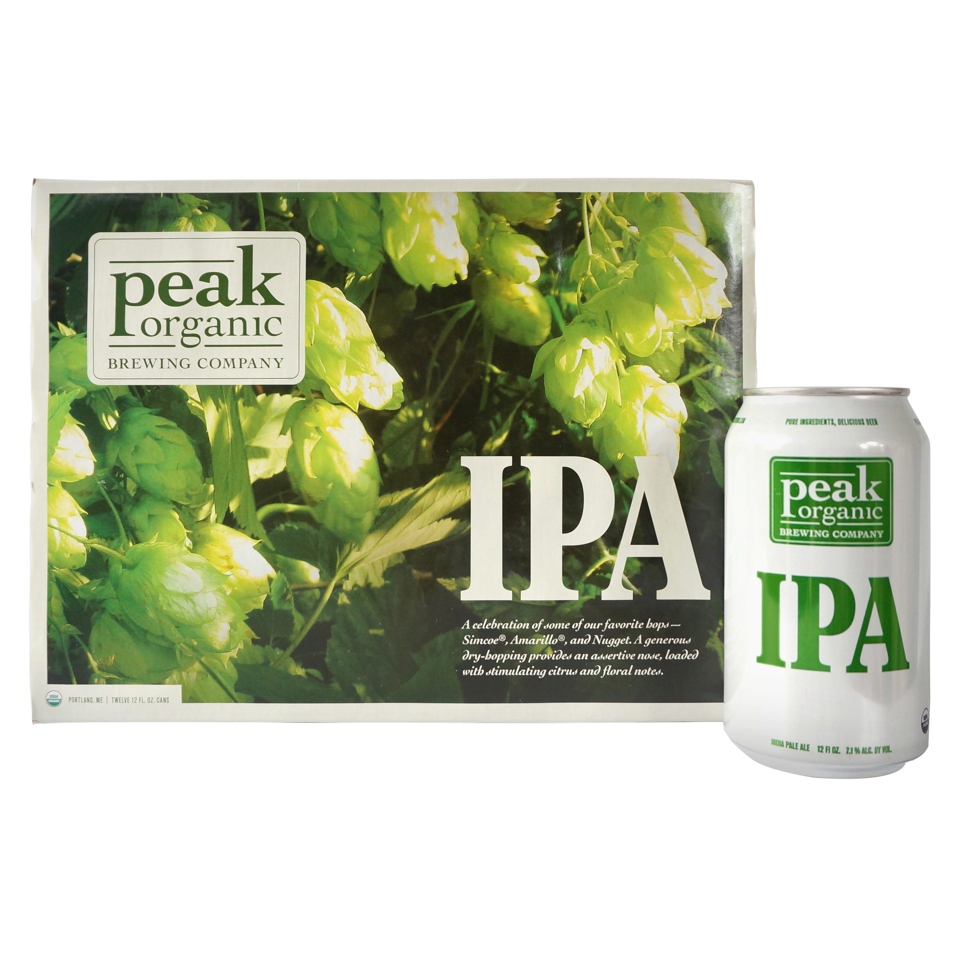 slide 1 of 1, Peak Organic Brewing Company Peak Organic IPA Beer - 12pk/12 fl oz Cans, 12 ct; 12 fl oz