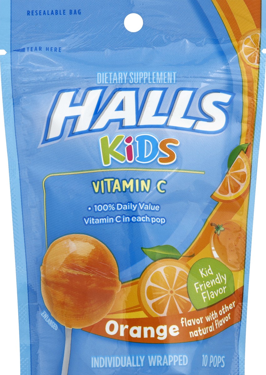 slide 4 of 6, HALLS KIDS Orange Vitamin C Pops, 10 Pops, 0.13 lb