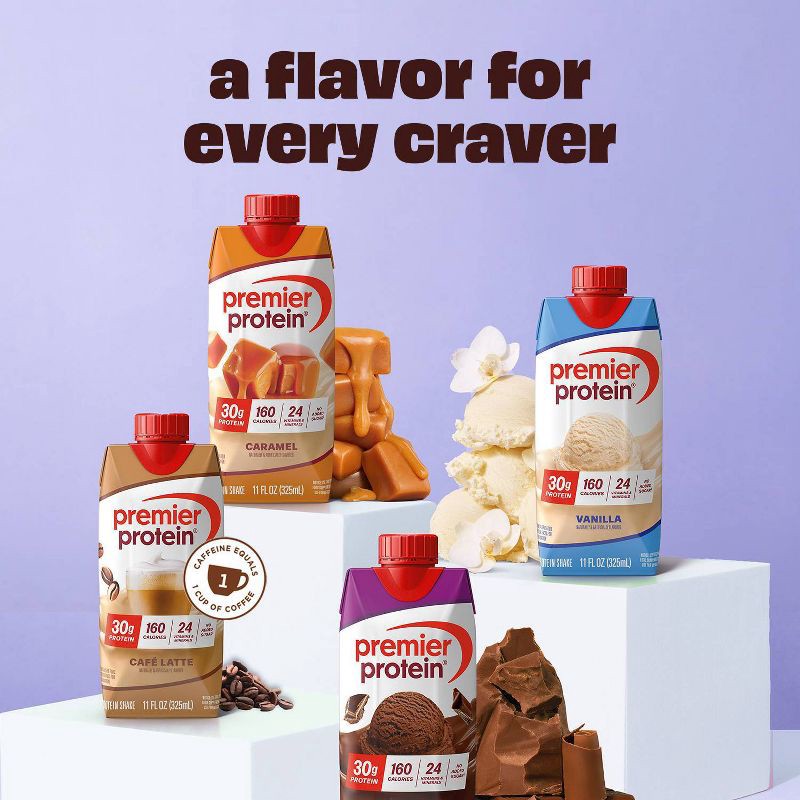 slide 7 of 9, Premier Protein Nutritional Shake Chocolate Non-Caffeinated - 11 fl oz/4pk, 4 ct; 11 fl oz
