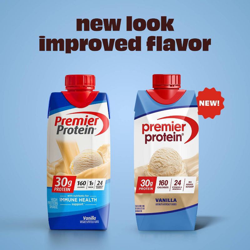 slide 8 of 9, Premier Protein Nutritional Shake Vanilla Non-Caffeinated Whey Protein - 11 fl oz/4pk, 4 ct; 11 fl oz