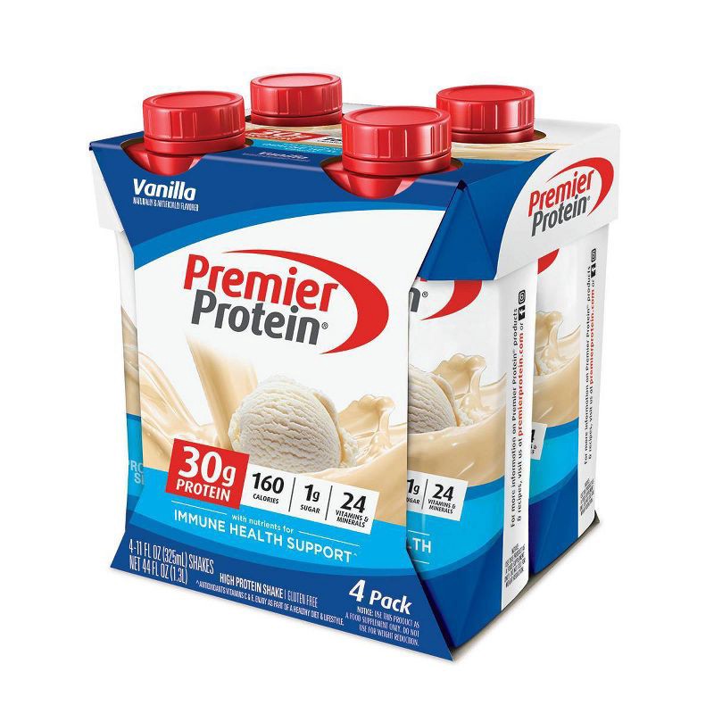 slide 1 of 7, Premier Protein Nutritional Shake - Vanilla - 11 fl oz/4pk, 4 ct; 11 fl oz