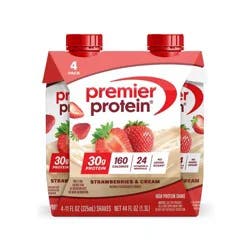Premier Protein Nutritional Shake Strawberries & Cream Non-Caffeinated Whey Protein - 11 fl oz/4pk