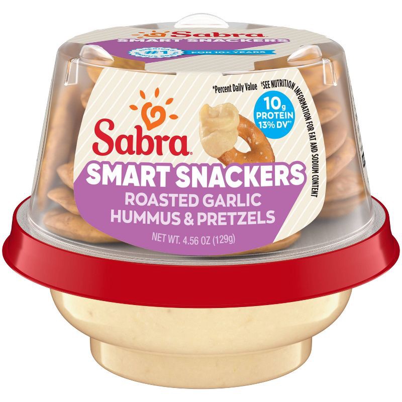 slide 1 of 6, Sabra Roasted Garlic Hummus With Pretzels Snacker - 4.56oz, 4.56 oz