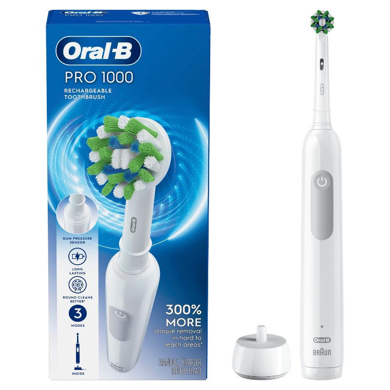 slide 2 of 10, Oral-B Pro 1000 Electric Power Rechargeable Battery Toothbrush - White, 1 ct