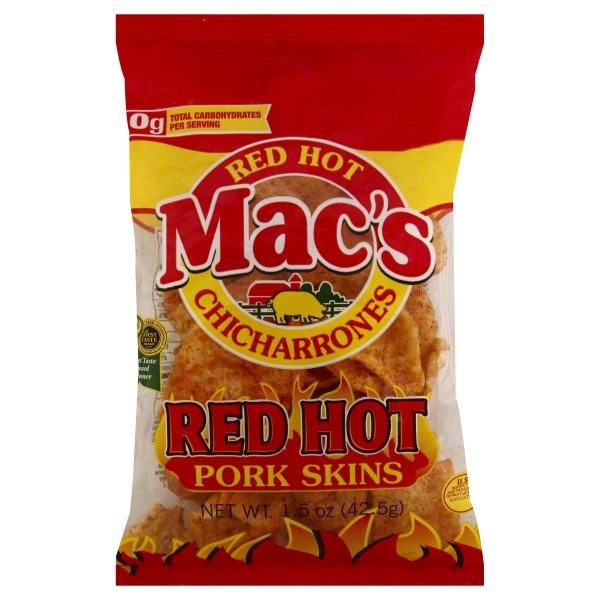 slide 1 of 1, Mac's Pork Rinds Red Hot, 1.75 oz