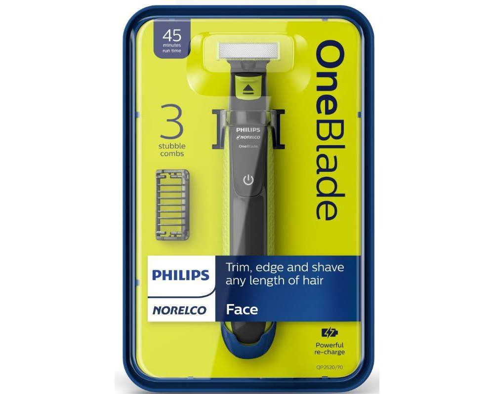 slide 7 of 10, Philips Norelco OneBlade Hybrid Rechargeable Men's Electric Shaver and Trimmer - QP2520/70, 1 ct