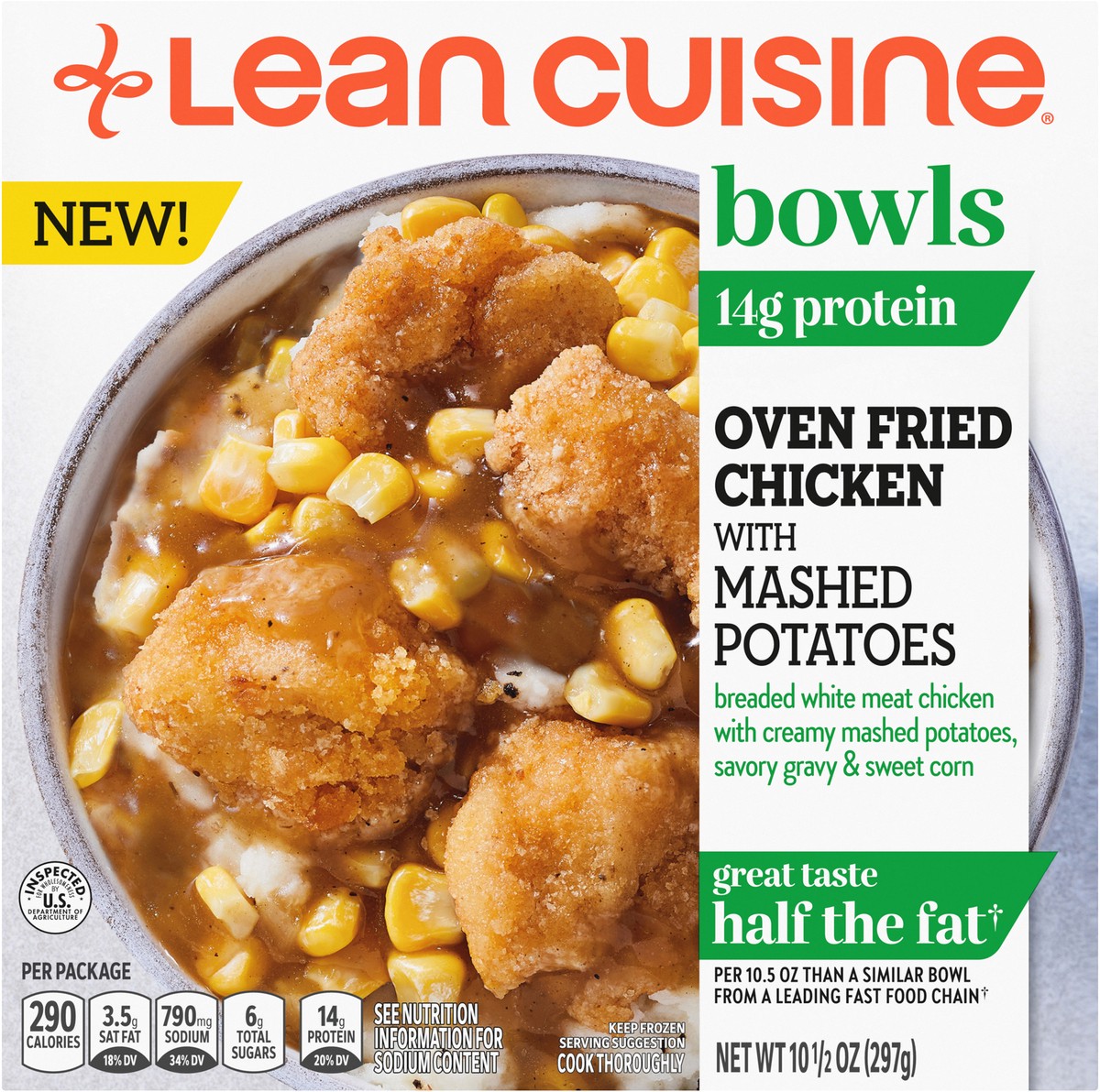 slide 4 of 8, Lean Cuisine Frozen Meal Oven Fried Chicken with Mashed Potatoes, Balance Bowls Microwave Meal, Frozen Fried Chicken Dinner, Frozen Dinner for One, 10.5 oz