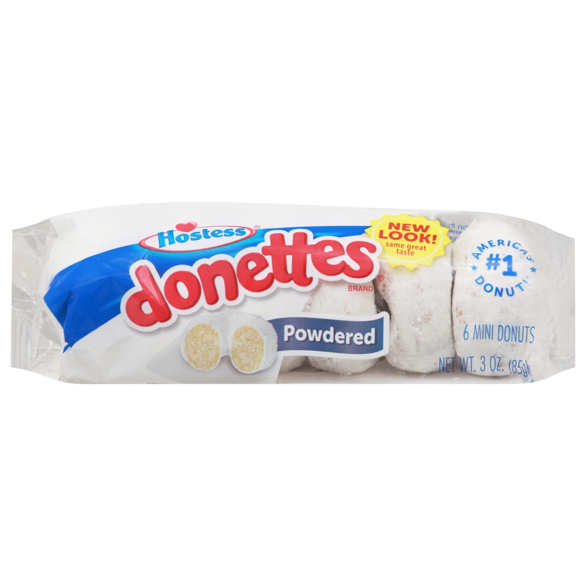 slide 1 of 1, HOSTESS Powdered Sugar DONETTES Single Serve, 6 Count, 3 oz, 