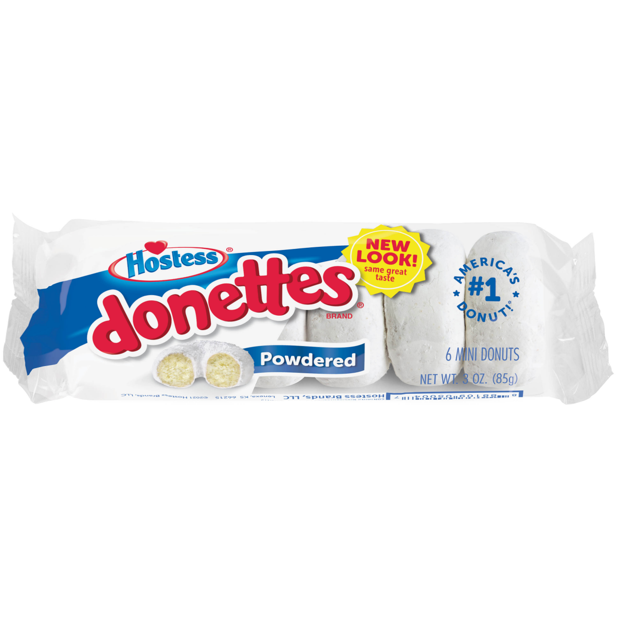 slide 1 of 9, HOSTESS Powdered Sugar DONETTES Single Serve, 6 Count, 3 oz, 6 ct